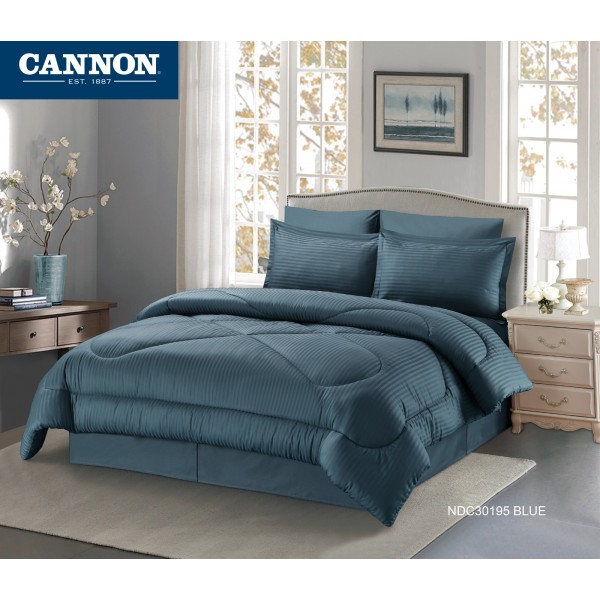 CANNON (T) STRP Hotel Line Comforter 4Pcs - CH03545-BLU