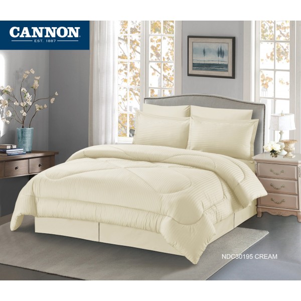 CANNON (T) STRP Hotel Line Comforter 4Pcs - CH03545-CRM