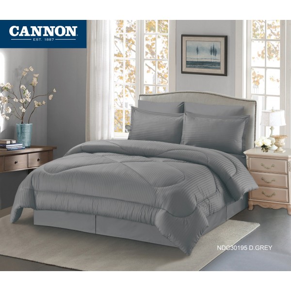 CANNON (T) STRP Hotel Line Comforter 4Pcs - CH03545-GRY