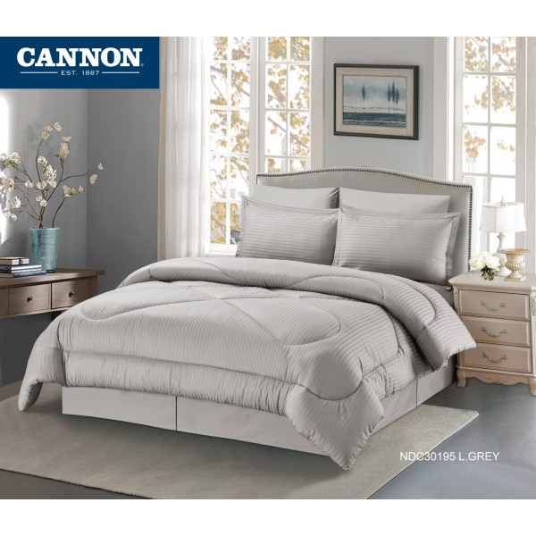 CANNON (T) STRP Hotel Line Comforter 4Pcs - CH03545-LGR