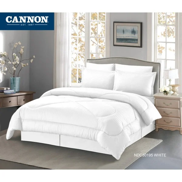 CANNON (T) STRP Hotel Line Comforter 4Pcs - CH03545-WHT
