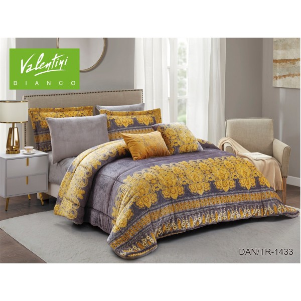 VALENTINI (K) Soft Print Flannel Comforter 6Pcs - CH03748-TR-1433