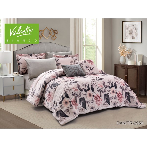 VALENTINI (T) Soft Print Flannel Comforter 4Pcs - CH03749-TR-2959