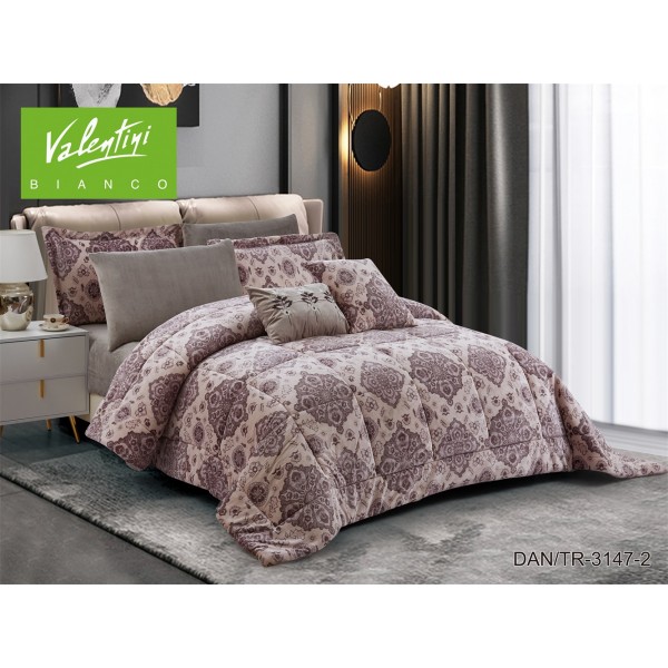 VALENTINI (T) Soft Print Flannel Comforter 4Pcs - CH03749-TR-3147-2