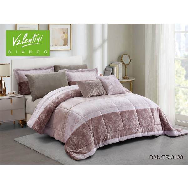 VALENTINI (T) Soft Print Flannel Comforter 4Pcs - CH03749-TR-3188