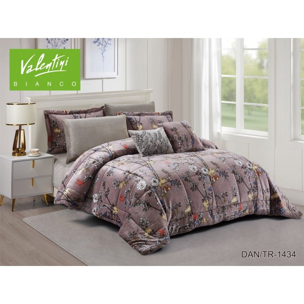 VALENTINI (Q) Soft Print Flannel Comforter 6Pcs - CH03857-TR-1434