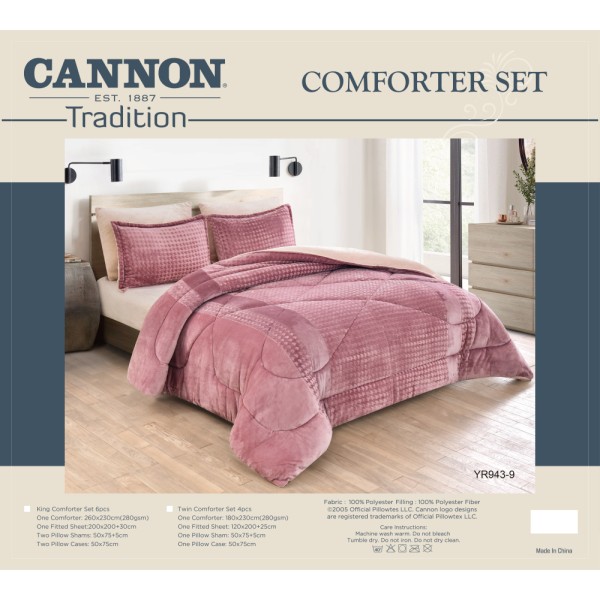 CANNON (K) Checks Burnt Out Effect Comforter 6Pcs - CH03997-YR943-9