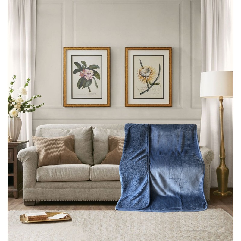 Shop CANNON Flannel & Sherpa Bonded Blanket, 220x240cm CH04289BLU in