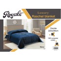 ROYALE Embossed 2Ply Plain Blanket 160x220cm - CH04300-NVY