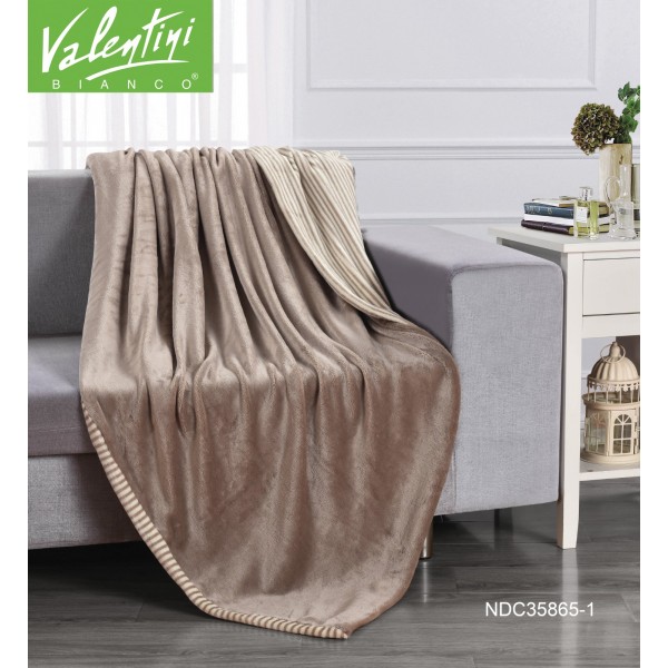 VALENTINI Flannel Checks Quilting W/Strap Rev. Blanket, 240x220cm - CH04312-LBG