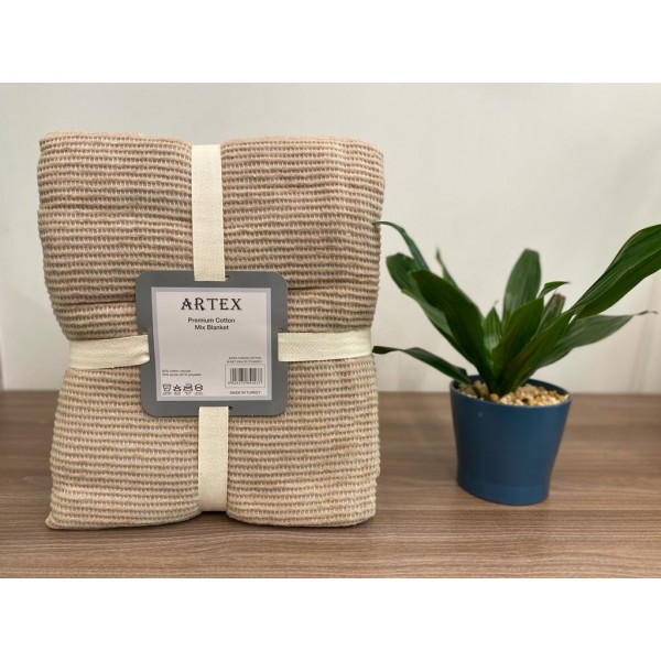 ARTEX Turkish Premium Cotton Mix Blanket, 200x220cm -  TU04003-BEG