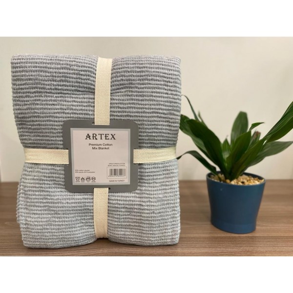 ARTEX Turkish Premium Cotton Mix Blanket, 200x220cm -  TU04003-LGR