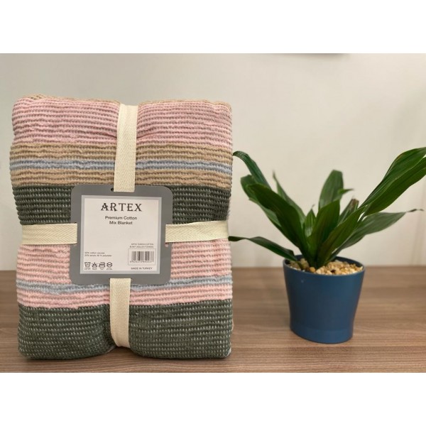 ARTEX Turkish Premium Cotton Mix Blanket, 200x220cm -  TU04003-PNK