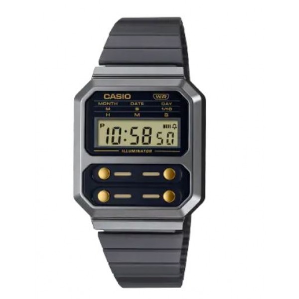 Casio Stainless Steel Grey Strap Digital Watch for Unisex - A100WEGG-1A2DF