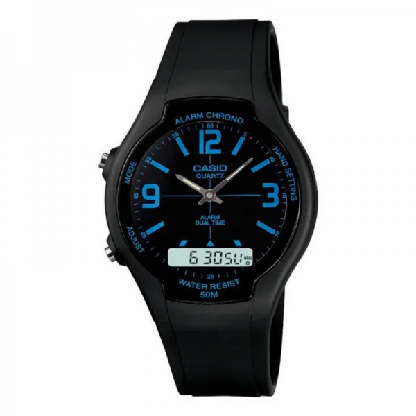 Casio Analog/Digital Black Band Watch for Men - AW-90H-2BVDF