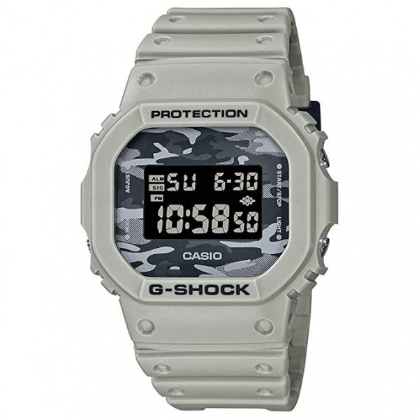 Casio G-Shock Digital Grey Dial Resin Band Watch for Men, Grey - DW-5600CA-8DR