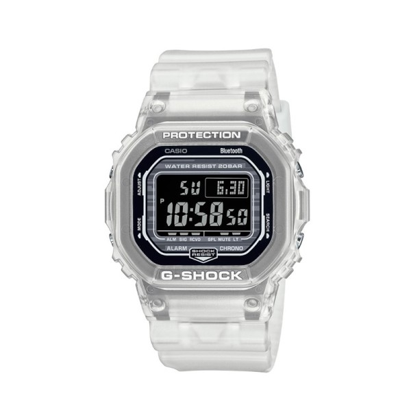 Casio G-Shock Digital Resin Band Bluetooth Watch for Men, White - DW-B5600G-7DR