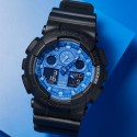 Casio G-Shock Analog-Digital Blue Dial Watch for Men, Black - GA-100BP-1ADR