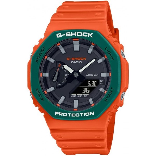 Casio G-Shock Analog-Digital Black Dial Watch for Men, Orange - GA-2110SC-4ADR