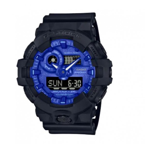 Casio G-Shock Analog-Digital Blue Dial Watch for Men, Black - GA-700BP-1ADR