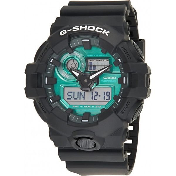 Casio G-Shock Analog-Digital Green Dial Watch for Men, Black - GA-700MG-1ADR