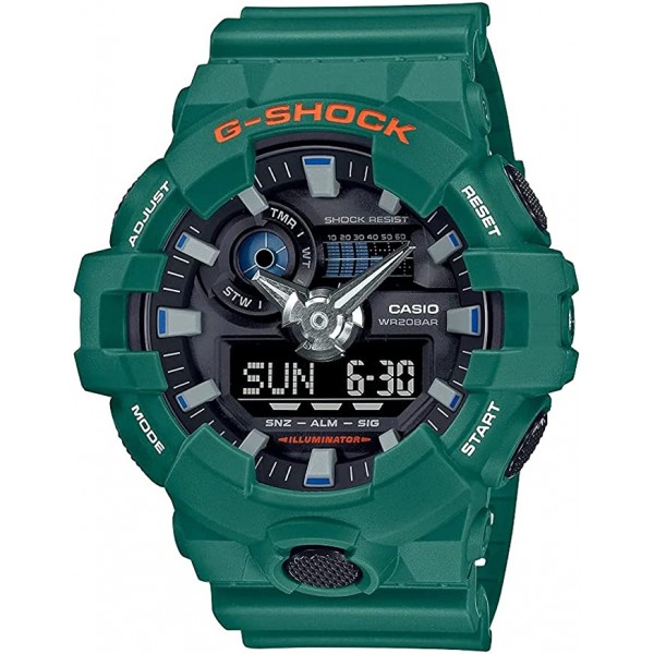 Casio G-Shock Analog-Digital Black Dial Watch for Men, Green - GA-700SC-3ADR