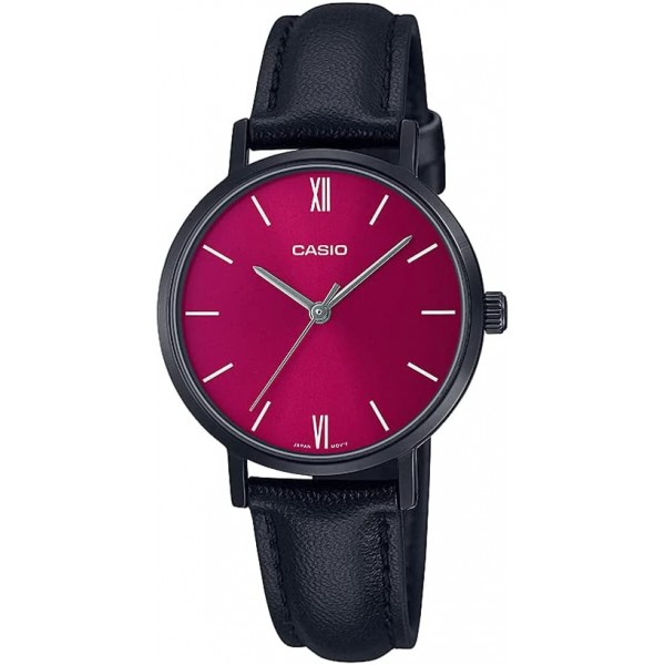 Casio Analog Red Dial Wristwatch for Women - LTP-VT02BL-4AUDF
