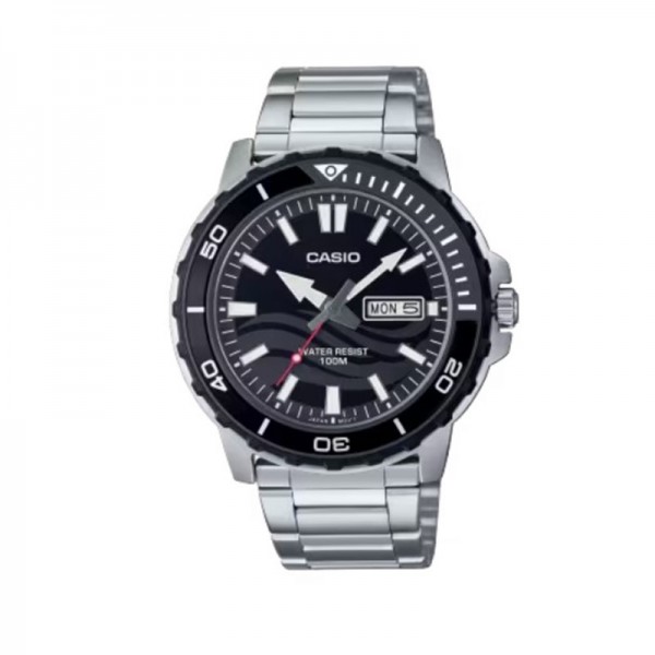 Casio Marine Sports Analog Anti-Reverse Stainless Steel Band Watch for Men - MTD-125D-1A1VDF