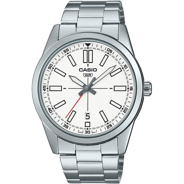 Casio Analog White Dial Stainless Steel Band Watch for Men - MTP-VD02D-7EUDF