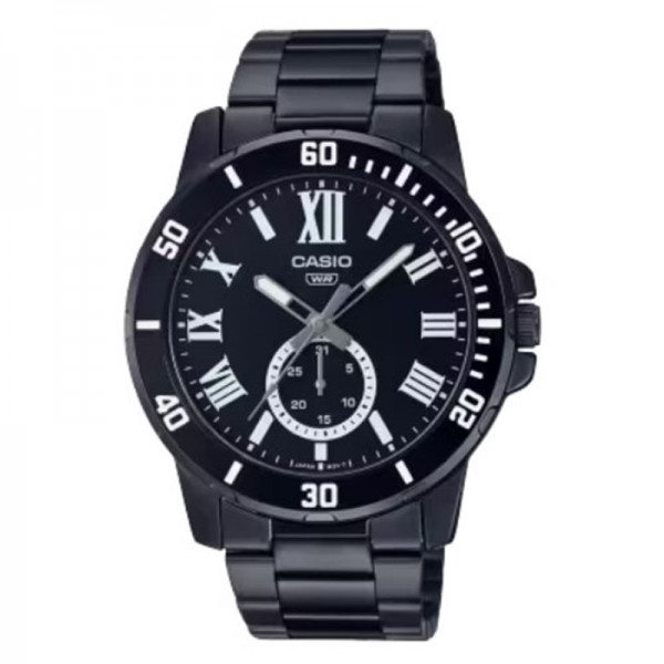 Casio Analog Black Dial Stainless Steel Band Watch for Men - MTP-VD200B-1BUDF