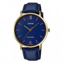 Casio Analog Blue Dial Leather Band Watch for Men - MTP-VT01GL-2BUDF