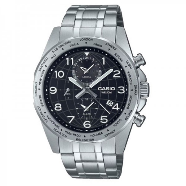 Casio Analog Black Dial Stainless Steel Band Watch for Men - MTP-W500D-1AVDF