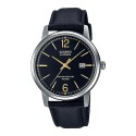 Casio Analog Black Dial Leather Band Watch for Men - MTS-110L-1AVDF