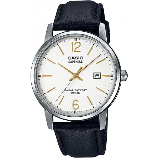 Casio Analog White Dial Leather Band Watch for Men - MTS-110L-7AVDF