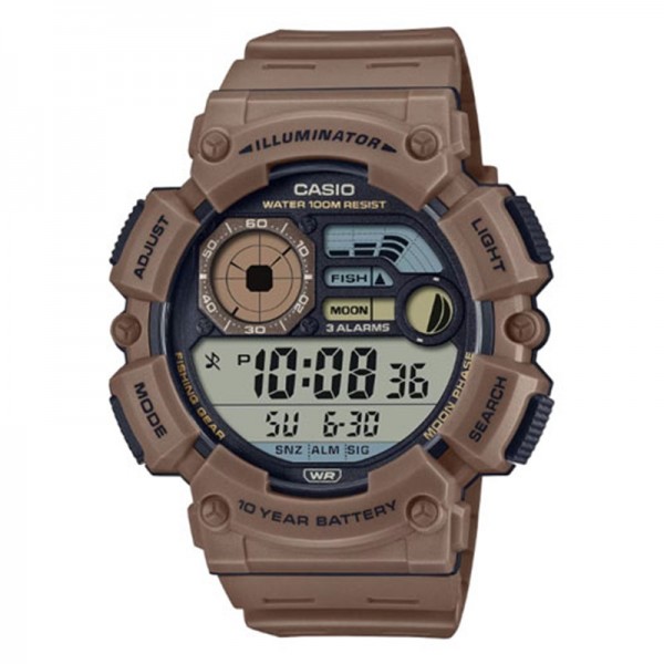 Casio Digital Resin Band Watch for Men, Brown - WS-1500H-5AVDF
