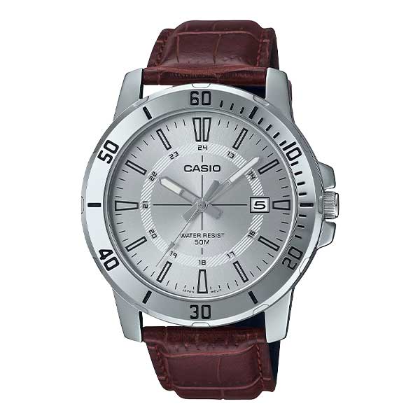 CASIO Analog Leather Band Watch for Men - MTP-VD01L-7CVUDF