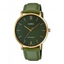 CASIO Analog Green Dial Leather Band Watch for Men - MTP-VT01GL-3BUDF