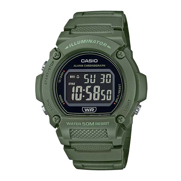 CASIO Standard Digital Watch, Green - W-219HC-3BVDF