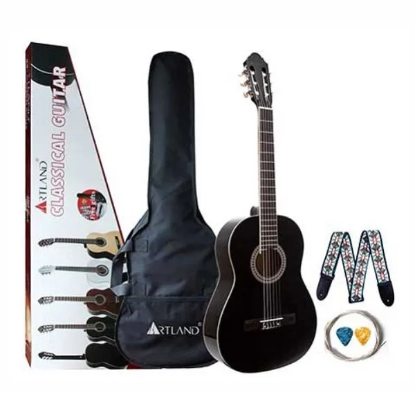 ARTLAND Linden 39" Top Back & Side Classical Guitar, Black - CG860BK