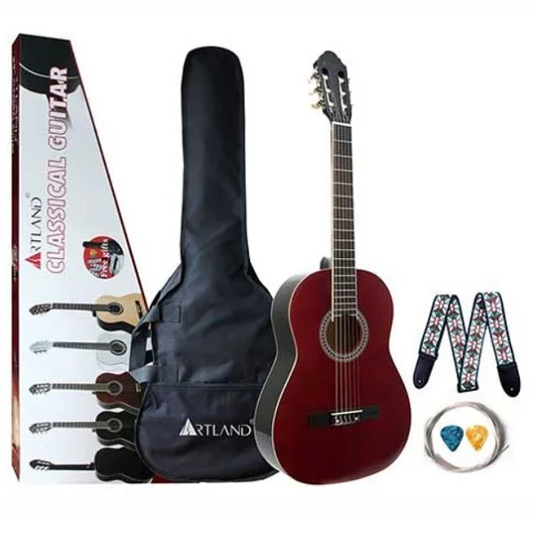 ARTLAND Linden 39" Top Back & Side Classical Guitar, Red - CG860R