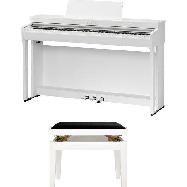 Kawai 88-Key Digital Piano with Bench, White - CN-201W