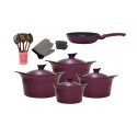 AKDENIZ Die Cast Aluminum Cookware 19 Pieces Set, Burgundy - AKDENIZ-19-B