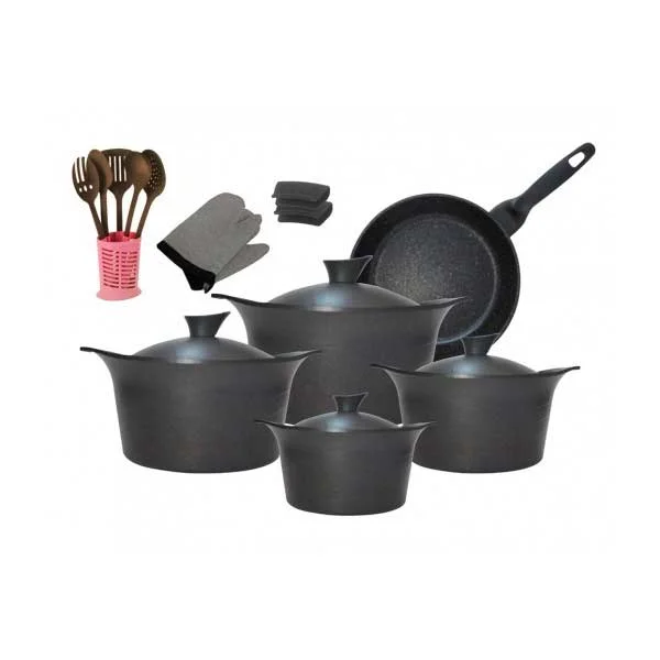 AKDENIZ Die Cast Aluminum Cookware 19 Pieces Set, Grey - AKDENIZ-19-G