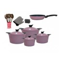 AKDENIZ Die Cast Aluminum Cookware 19 Pieces Set, Pink - AKDENIZ-19-P