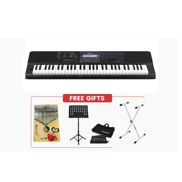 Casio 61-Key Portable Indian Musical Keyboard with Free Stand, Music Sheet & Kalimba - BN- CT-X870INC2