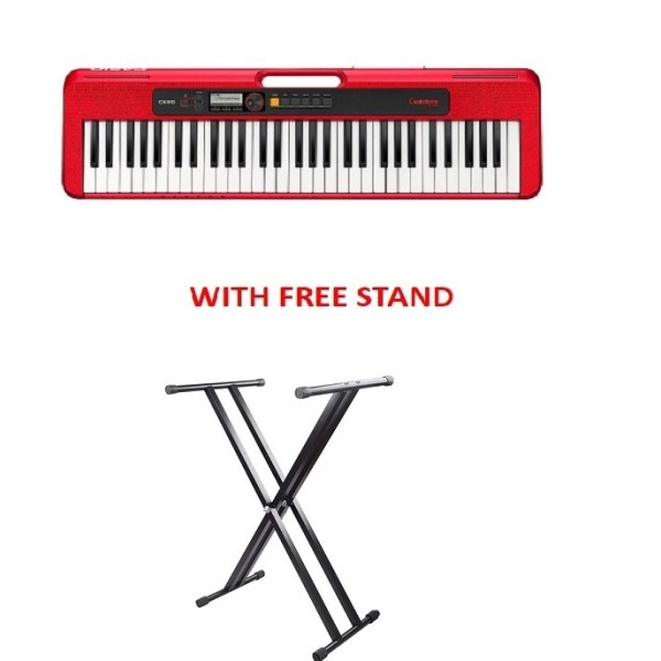 CASIO 61 Keys Portable Musical Keyboard with Free Keyboard Stand, Red - CT-S200RDC2-S