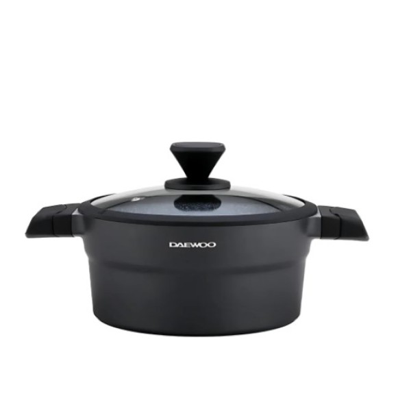 Daewoo Granite Casserole with Lid, 24 cm, Black - DCC 2400-BK