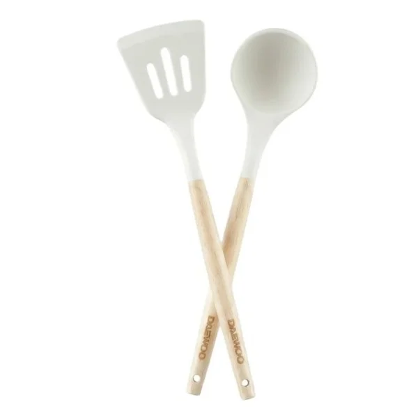 Daewoo Practical Wooden Handle Two-Piece Food Grade Silicone Kitchenware Set - DCK2