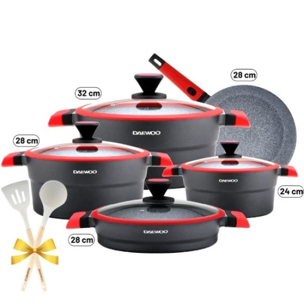 Daewoo X Series 9-Piece Granite Cooking Set with Free 2 Pcs of Utensil Tools - DCS5X