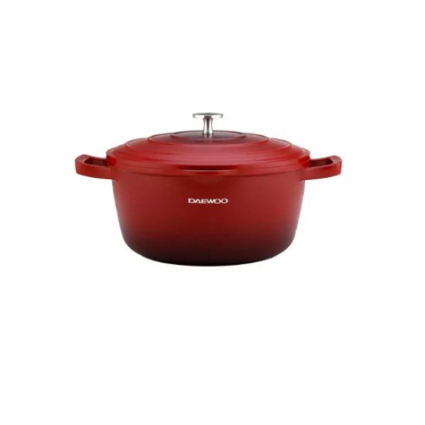 Daewoo Granite Casserole with Lid, 28cm, Red - DCT SC28